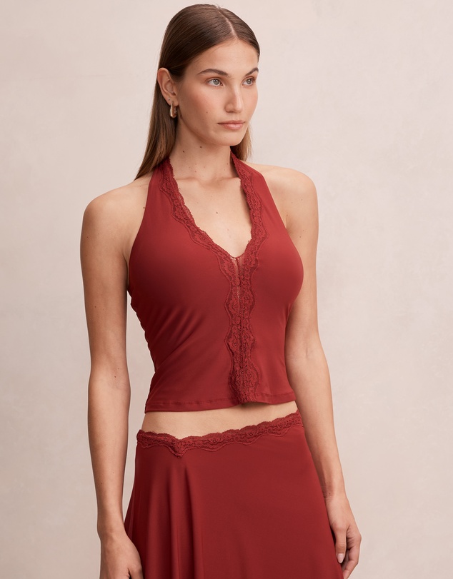 Forever New - Verity Lace Trim Halter Neck Top