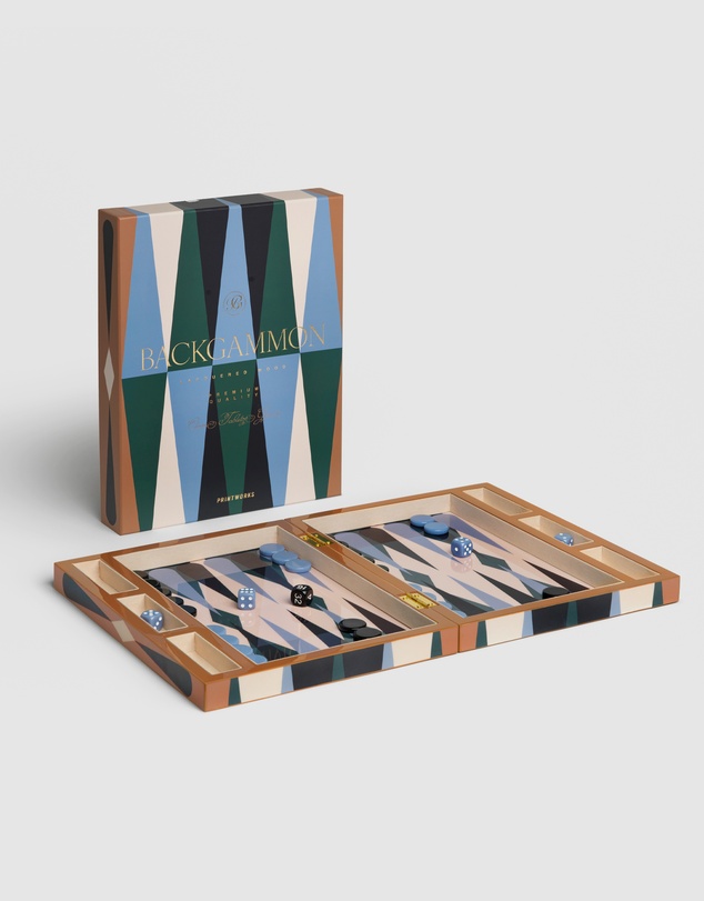 Printworks - Printworks Lacquered Backgammon-Blue