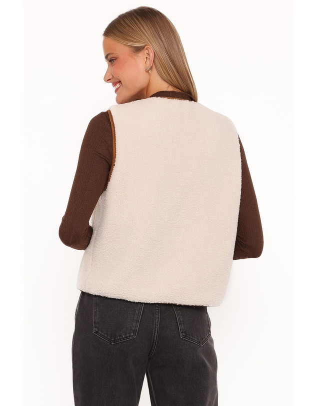 Petal & Pup - Laila Tie Front Vest - Cream Shearling