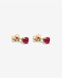 Michael Hill - Created Round Red Ruby Birthstone Stud Earrings in 10kt Yellow Gold