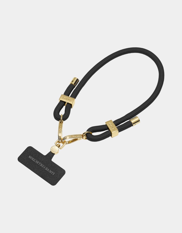 LOUVE COLLECTION - Universal Phone Strap Connector (Black) + Mystique Black Wristlet