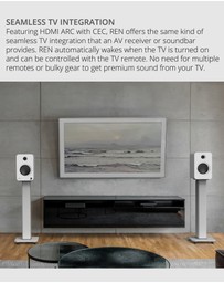 iWorld - Kanto REN 200W Powered Bookshelf Speakers with HDMI ARC, USB-C, and Bluetooth 5.3 - Matte White, Pair
