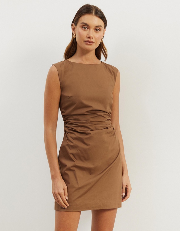 Atmos&Here - Gaia Cotton Gathered Waist Mini Dress