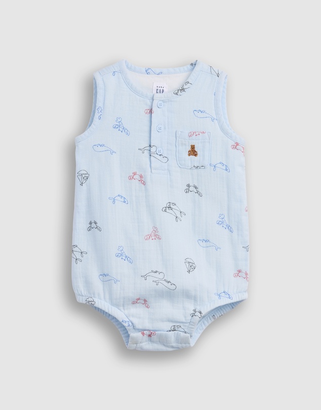 GAP - Sleeveless Henley Gauze Bodysuit - Babies