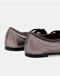 JW PEI - Erika Topstitching Lace-up Ballet Flats