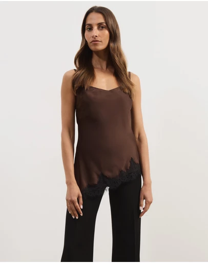Atmos&Here - Leoni Asymmetric Lace Satin Cami