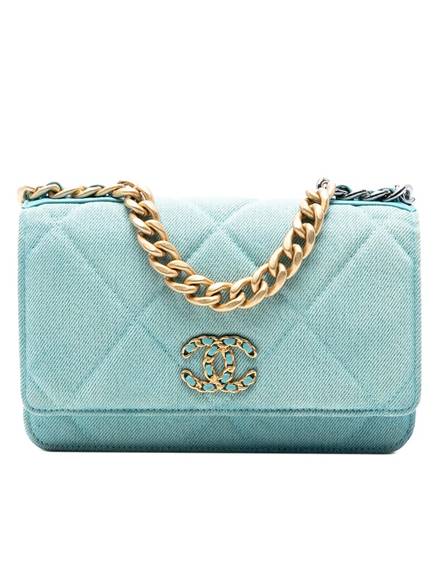 Pre-Loved by Azura Reborn - Pre-Loved Denim 19 Flap Wallet On Chain