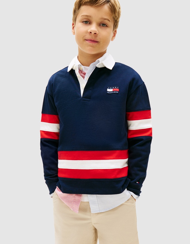 Tommy Hilfiger - Boys Back Graphic Long Sleeve Polo Shirt - Teens