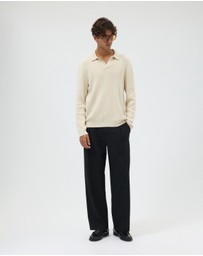 AERE - Textured Long Sleeve Polo