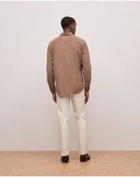 Trenery - Regular Fit Cord Check Shirt in Camel