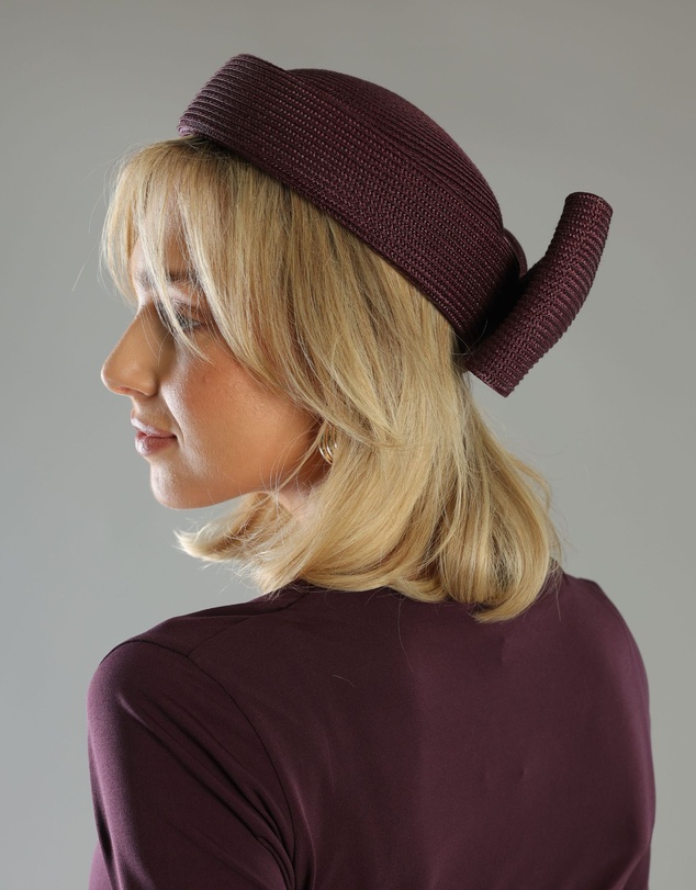 Morgan & Taylor - Tara Racewear Pillbox Hat in Dark Cherry Red