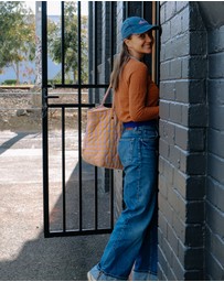 Mosey Me - Kumquat Bloom Seersucker Quilted Bag