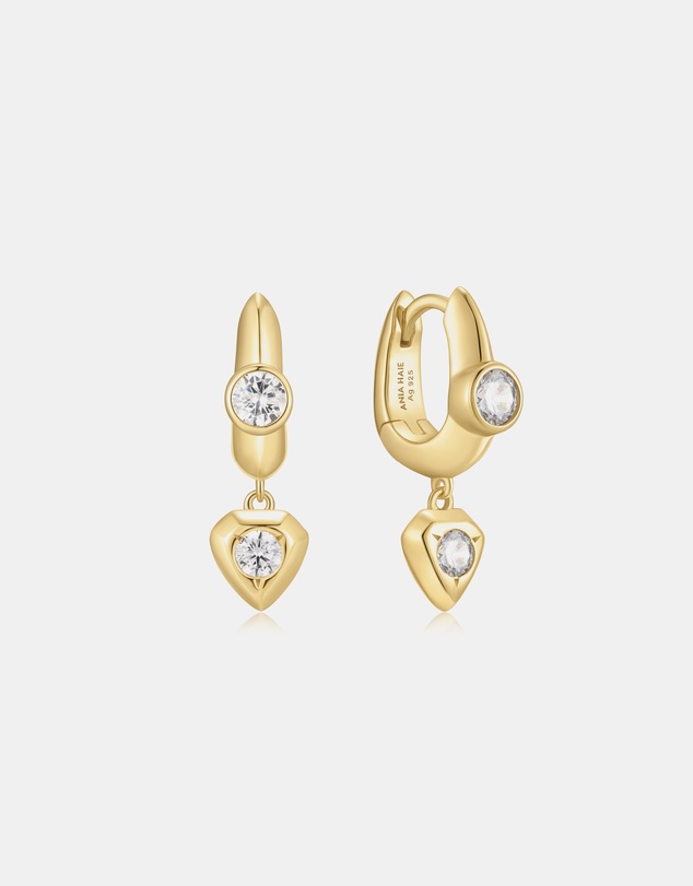 Ania Haie - Ania Haie Gold U-Shaped Shield Drop Huggie Hoop Earrings