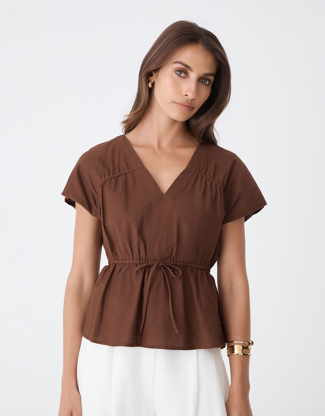 Forcast - Bronte Cotton Drawstring Top