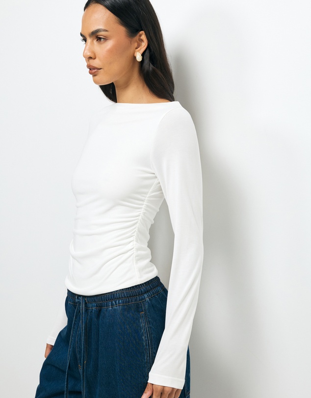 AERE - Cupro Boat Neck Top