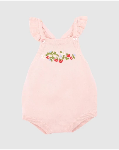 Bebe by Minihaha - Poppy Hand Emb. Organic Knit Bodysuit - Babies