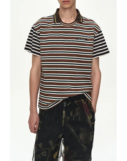 Andersson Bell - Stripe Layered Collar T-Shirt