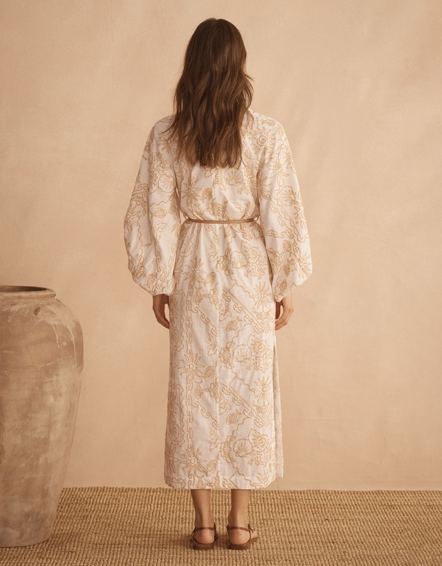 AUR OCEA - Embroidered Billow Sleeve Tunic Dress