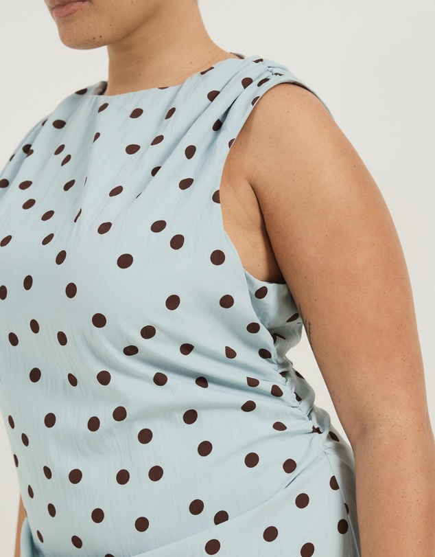 Atmos&Here Curvy - Polka Dot Midi Dress With Lace Trim