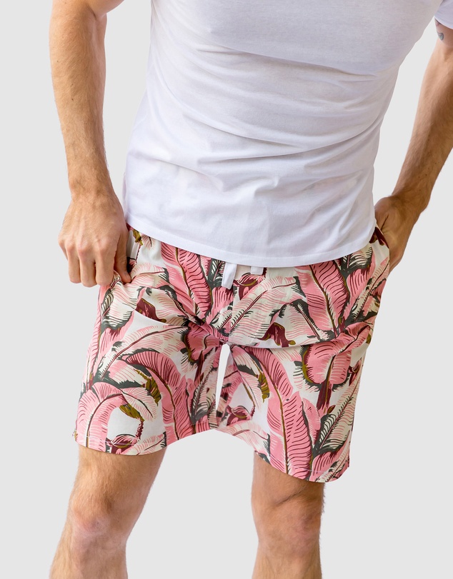Sant And Abel - Men's Martinique® Pink Banana Leaf Sleep Shorts