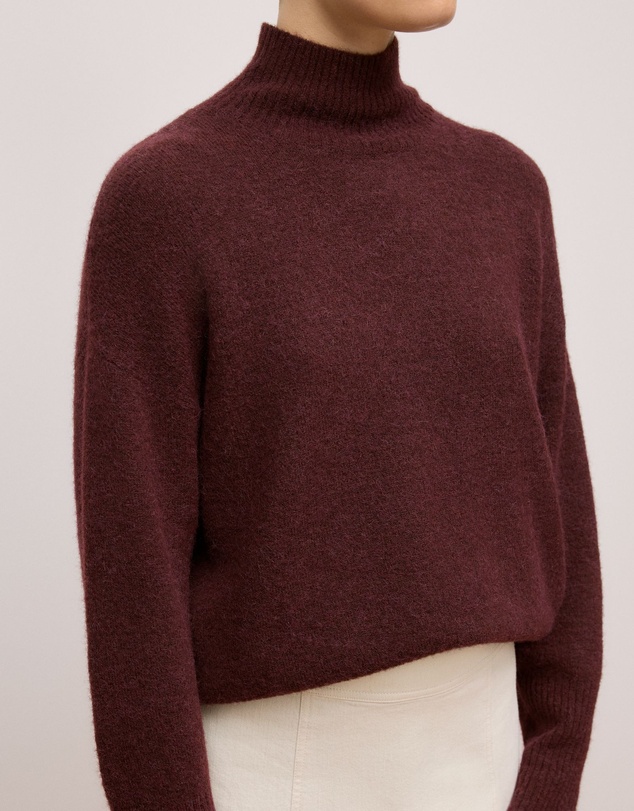 Trenery - Alpaca Merino Blend Relaxed Mock Neck in Espresso