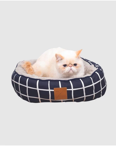 Mog & Bone - Reversible Cat Bed - Navy Check Print