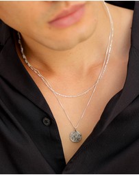 Kuzzoi - ICONIC EXCLUSIVE - Necklace Men Layer Figaro Venetian in 925 Sterling Silver Oxidised