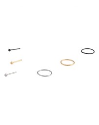 Lovisa - Mixed Metals Nose Ring Stud 6-Pack