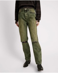 ONE TEASPOON - Black Khaki Awesome Baggies High Waist Straight Leg Jeans