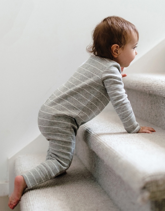 Kynd Baby - Organic Cotton Waffle in Grey Stripe