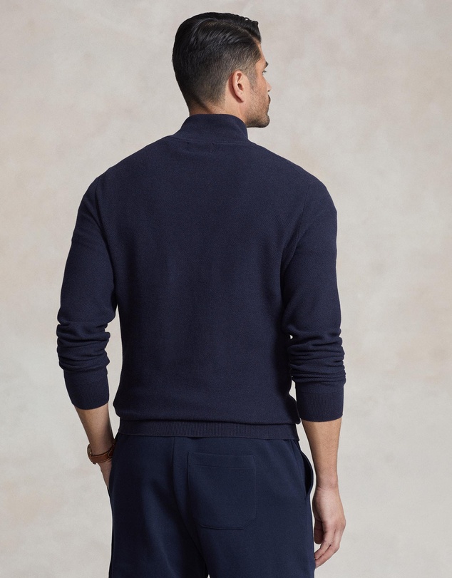 Polo Ralph Lauren - ICONIC EXCLUSIVE - Big & Tall Mesh-Knit Cotton Quarter-Zip Sweater