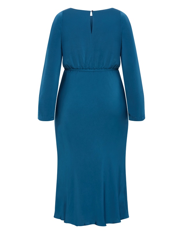 City Chic - Plus size Tara Long Sleeve Maxi Dress - petrol