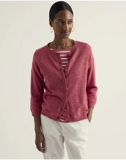 Seasalt - Seasalt Cornwall Pink Pentire Steps Linen & Organic Cotton Cardigan