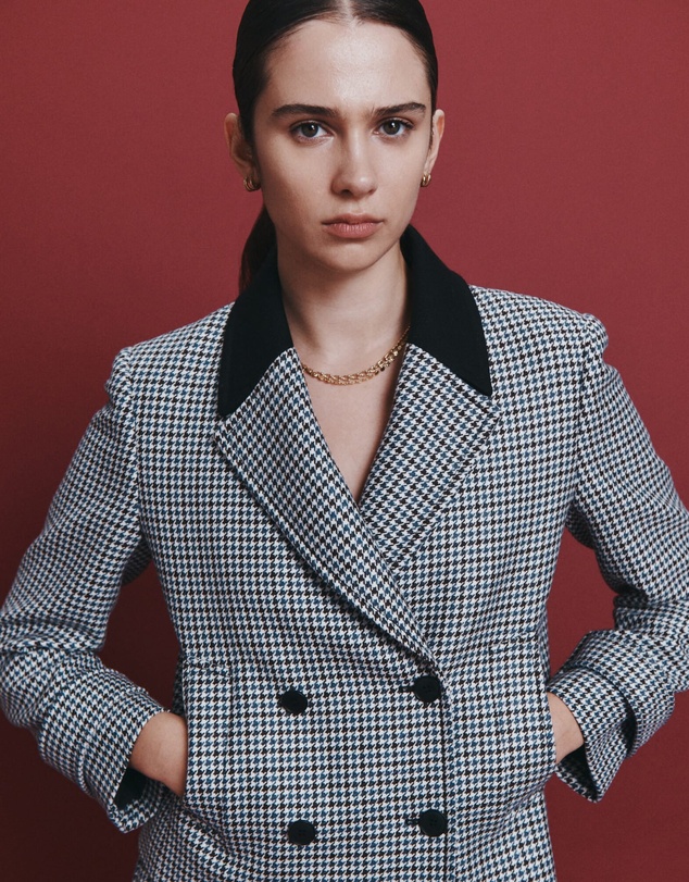 SABA - Prudence Wool Check Peacoat