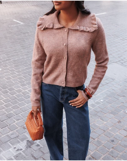 Petal & Pup - Carmello Frill Collar Cardigan - Mocha