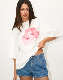 Dazie - Hibiscus Oversized Graphic Tee