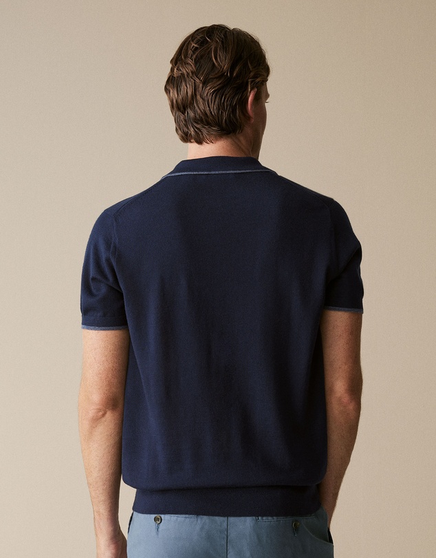 Trenery - Merino Knit Polo in Navy