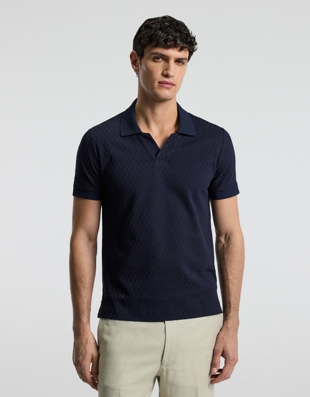 Calibre - Textured Open Neck Polo Navy