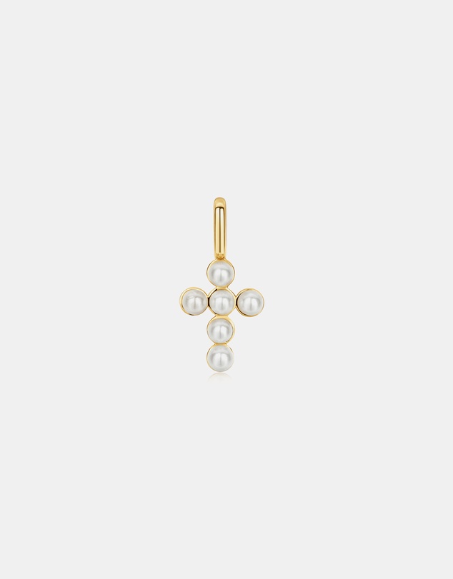 Ania Haie - Gold Gold Shell Pearl Cross Charm