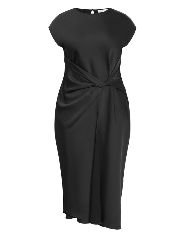 City Chic - Plus size Beatrix Knot Satin Dress - black