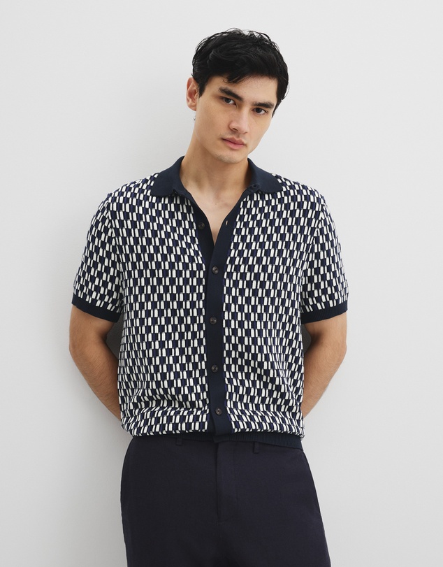 Country Road - Cotton Short Sleeve Geometric Knit Shirt