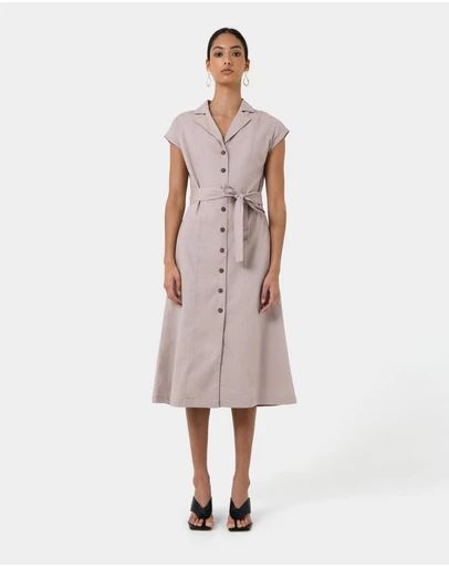 Forcast - Kade V-Neck Linen Dress