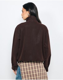 AERE - Ines Suede Look Funnel Neck Jacket