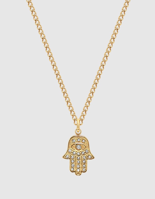 Nialaya Jewellery - Men's Hamsa Hand Necklace in Gold