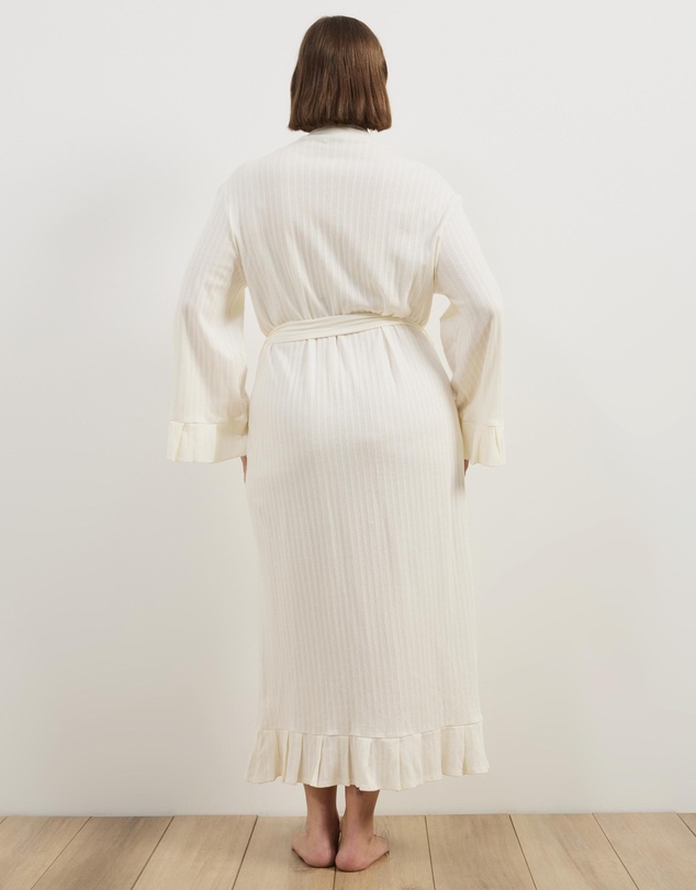 Atmos&Here Curvy - Melody Pointelle Wrap Robe With Frill Hem