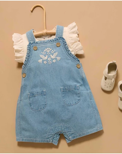 Purebaby - Denim Overall Set -Kids-Babies