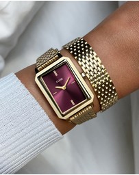 Cluse - Fluette Watch Double Steel, Wine, Gold Colour