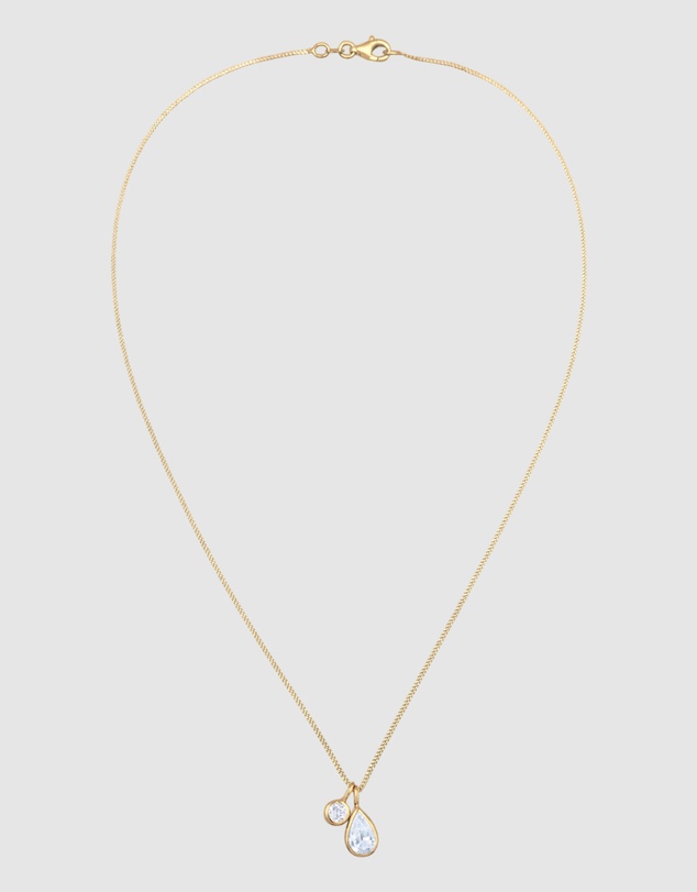 Elli Jewelry - Necklace Women Drop White Zirconia 925 Sterling Silver Gold Plated