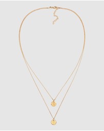 Elli Jewelry - Necklace Layer Platelet Pendant Hammered in 925 Sterling Silver Gold Plated
