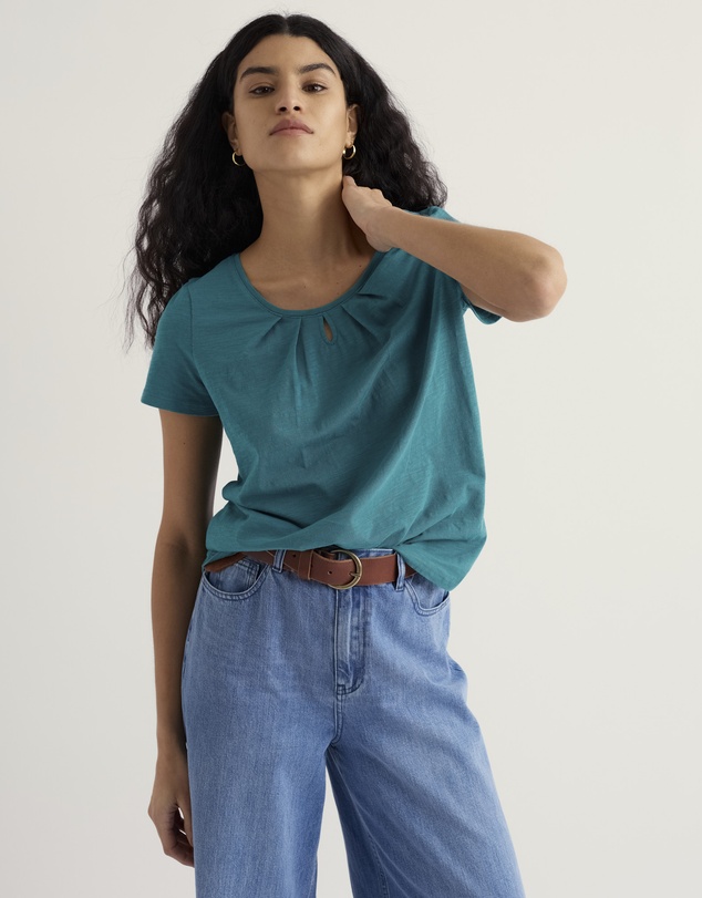 Seasalt - Seasalt Cornwall Blue Appletree Keyhole Detail T-Shirt